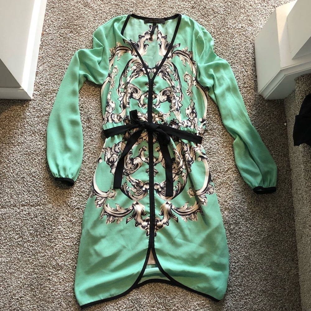 BCBGMaxazria Baroque Mint Cream and Black Dress